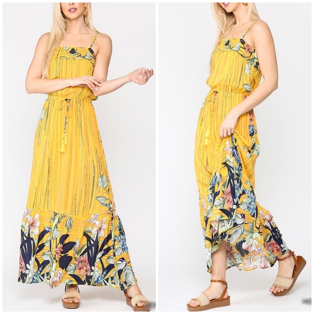 LAST 1❗️Boho Chic Honey Yellow Sleeveless Maxi Dress - Picture 4 of 5